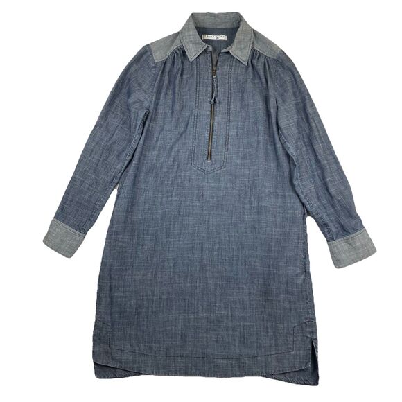 Trina Turk Darya Long Sleeve Chambray Dress Linen Blend-M - Picture 4 of 16